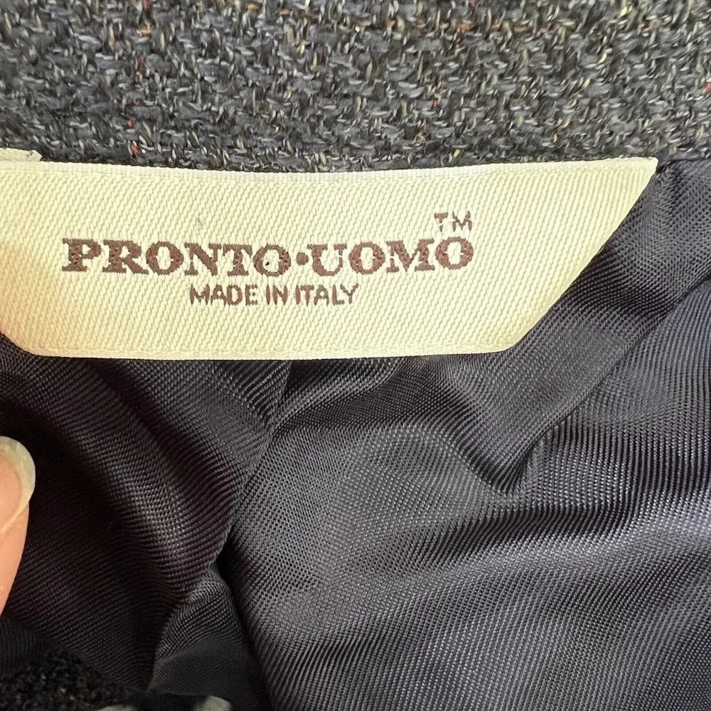 Pronto‎ Uomo Mens Sport Coat Blazer Jacket Casual Wool/Silk Brown 44R Italy Made